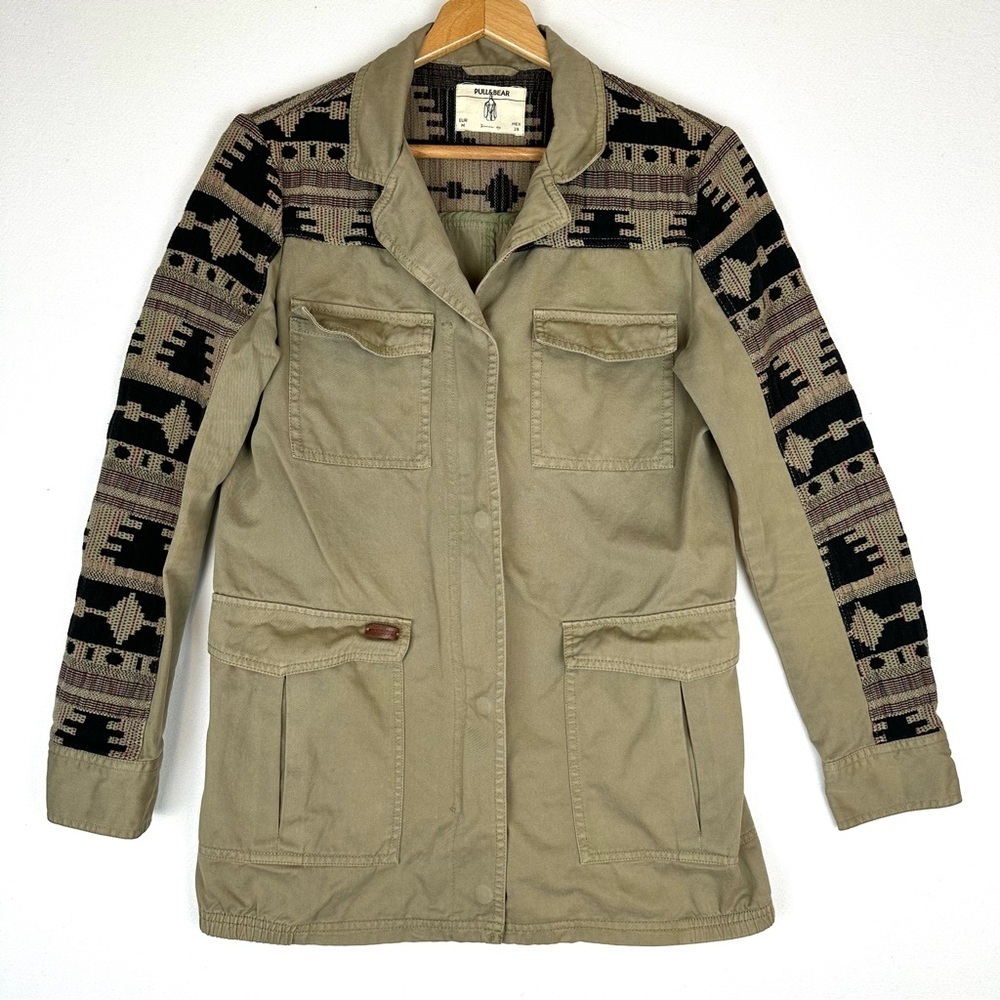 Pull & Bear Snap Aztec Jacket Chore Shacket Utility